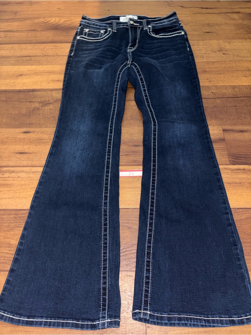 Y Jeans Los Angeles Y2K Rhinestone Cross Bootcut Jeans Dark Wash Size 7/8